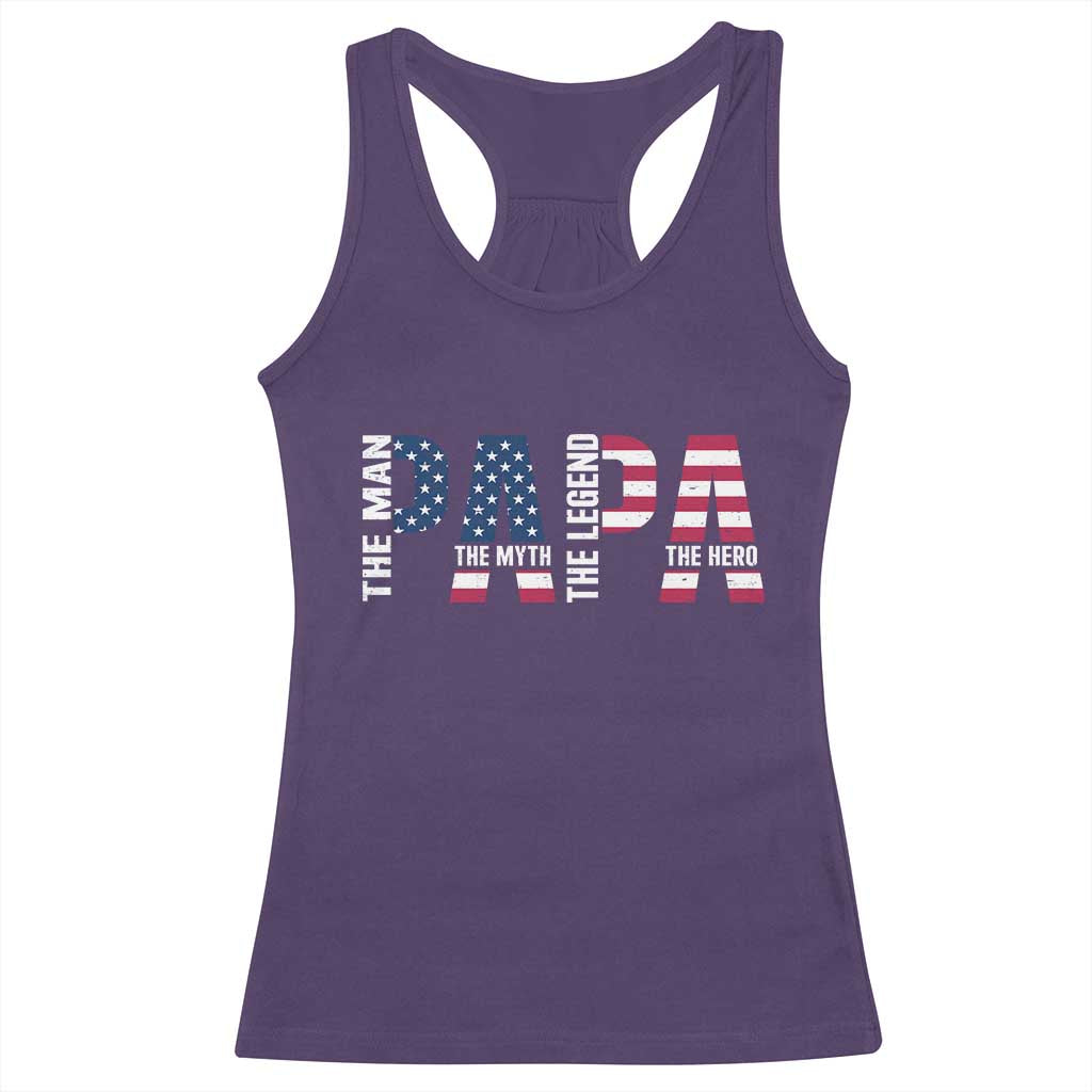 Vintage American Flag Papa The Man The Myth The Legend Racerback Tank Top Fathers Day Gift TS12 Purple Print Your Wear