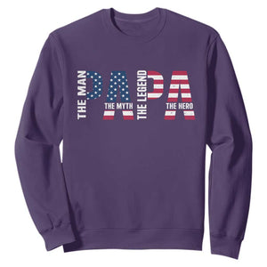 Vintage American Flag Papa The Man The Myth The Legend Sweatshirt Fathers Day Gift TS12 Purple Print Your Wear