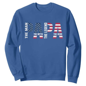 Vintage American Flag Papa The Man The Myth The Legend Sweatshirt Fathers Day Gift TS12 Royal Blue Print Your Wear