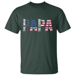 Vintage American Flag Papa The Man The Myth The Legend T Shirt Fathers Day Gift TS12 Dark Forest Green Print Your Wear