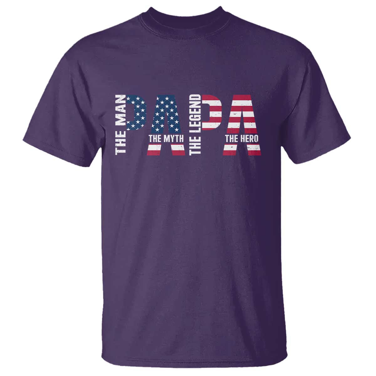 Vintage American Flag Papa The Man The Myth The Legend T Shirt Fathers Day Gift TS12 Purple Print Your Wear
