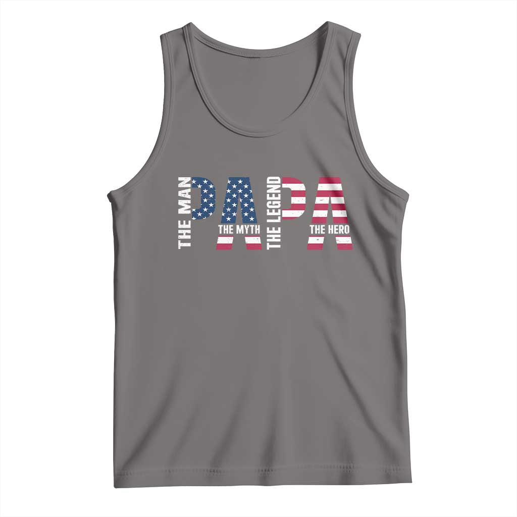 Vintage American Flag Papa The Man The Myth The Legend Tank Top Fathers Day Gift TS12 Deep Heather Print Your Wear