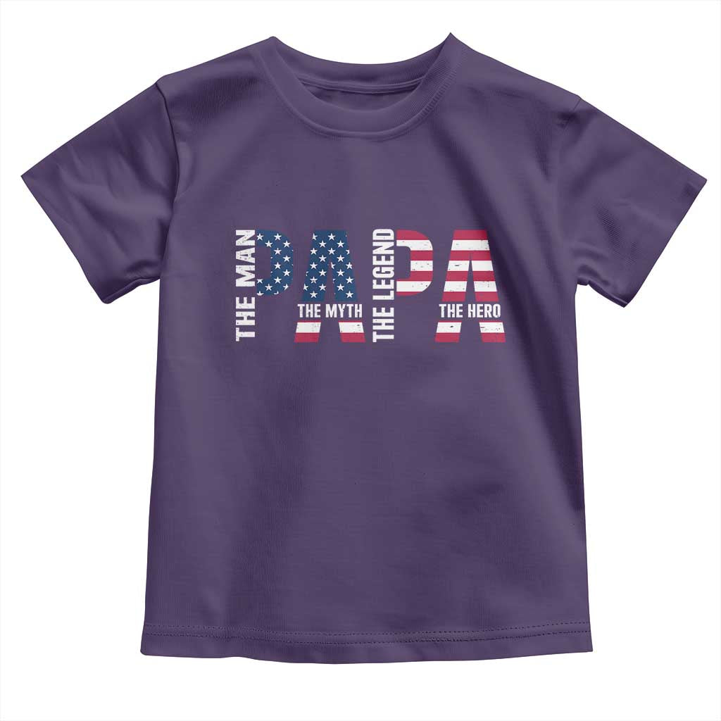 Vintage American Flag Papa The Man The Myth The Legend Toddler T Shirt Fathers Day Gift TS12 Purple Print Your Wear
