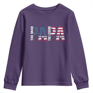 Vintage American Flag Papa The Man The Myth The Legend Youth Sweatshirt Fathers Day Gift TS12 Purple Print Your Wear