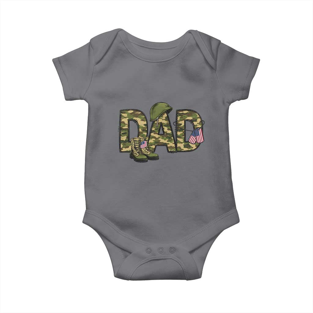 Proud Army Dad USA Flag Camo Baby Onesie Fathers Day Gift TS12 Charcoal Print Your Wear