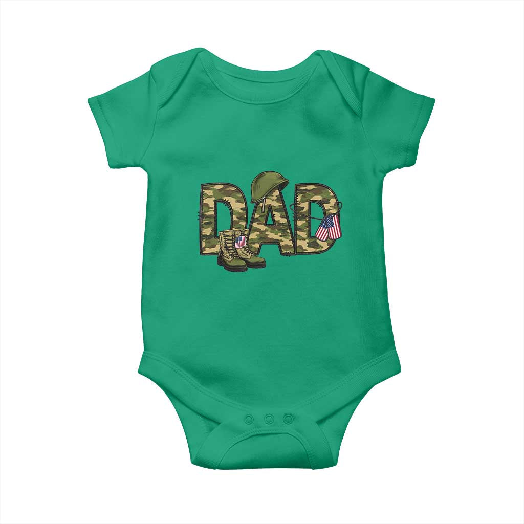 Proud Army Dad USA Flag Camo Baby Onesie Fathers Day Gift TS12 Irish Green Print Your Wear