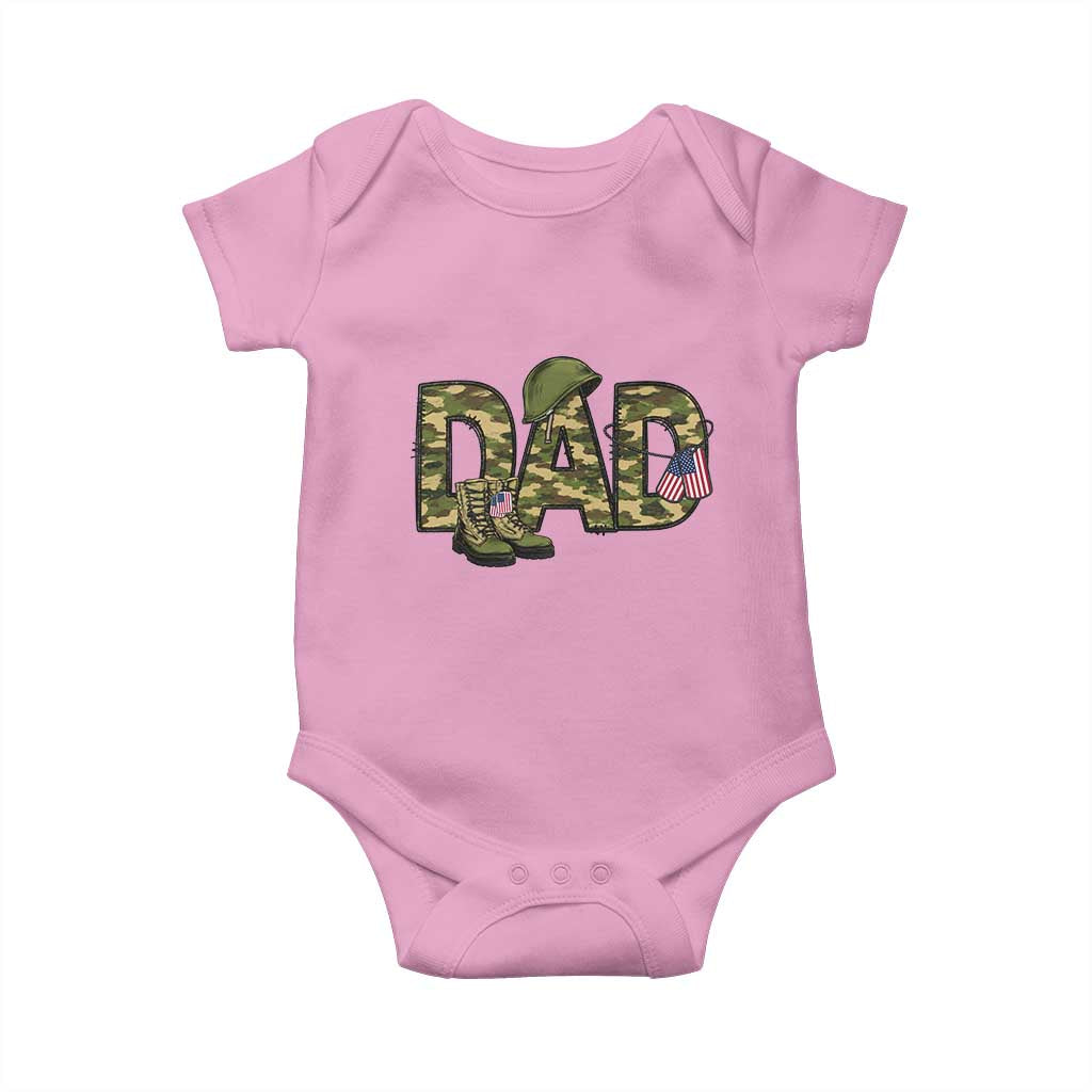 Proud Army Dad USA Flag Camo Baby Onesie Fathers Day Gift TS12 Light Pink Print Your Wear