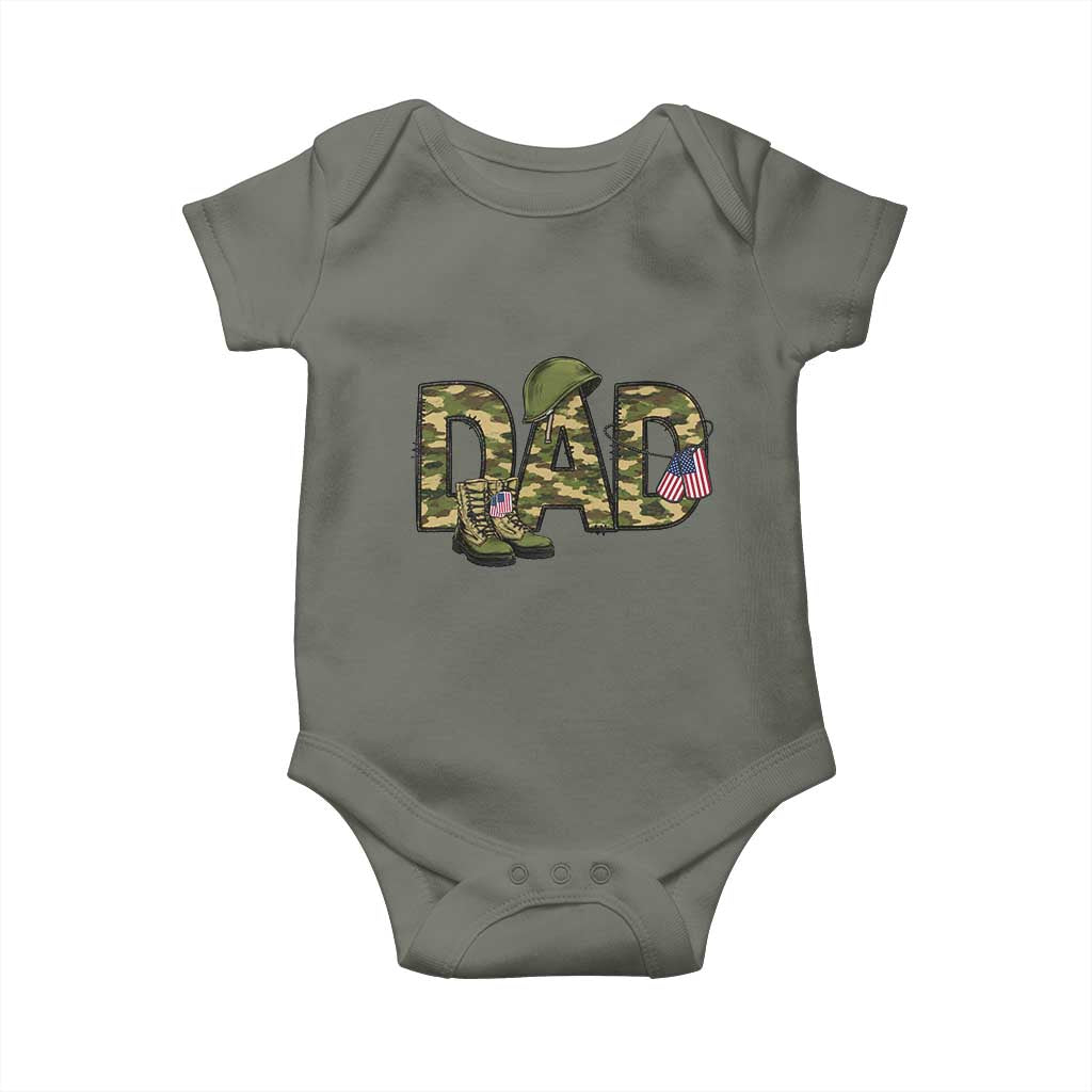 Proud Army Dad USA Flag Camo Baby Onesie Fathers Day Gift TS12 Military Green Print Your Wear