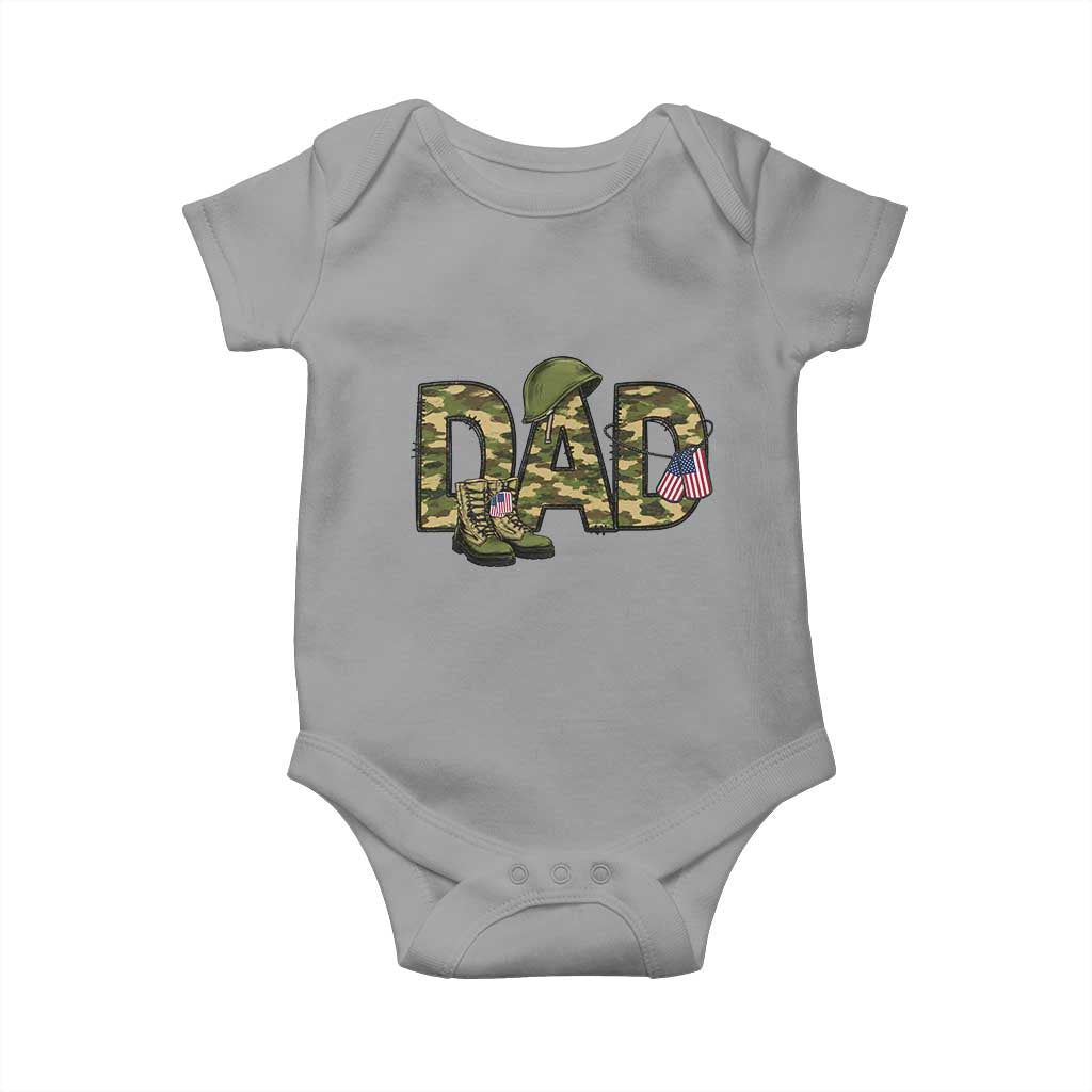 Proud Army Dad USA Flag Camo Baby Onesie Fathers Day Gift TS12 Sport Gray Print Your Wear