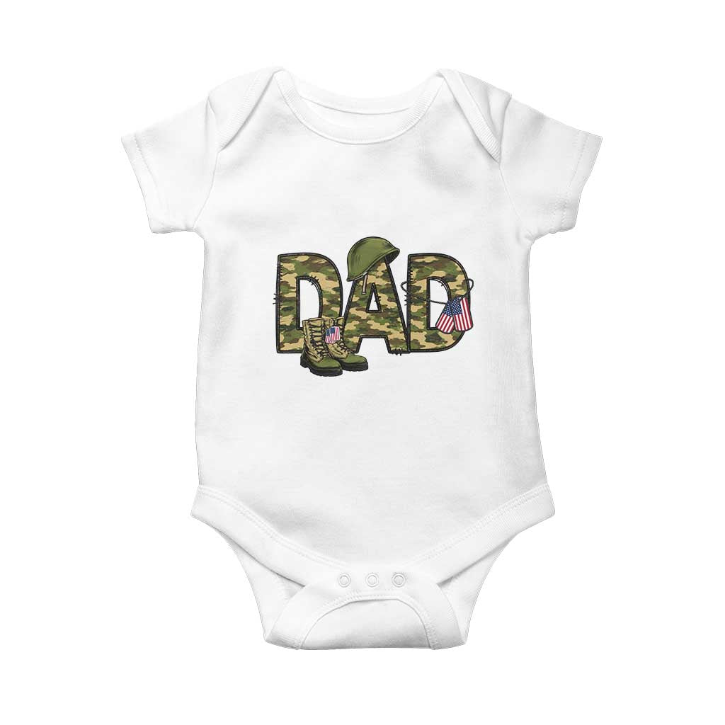 Proud Army Dad USA Flag Camo Baby Onesie Fathers Day Gift TS12 White Print Your Wear