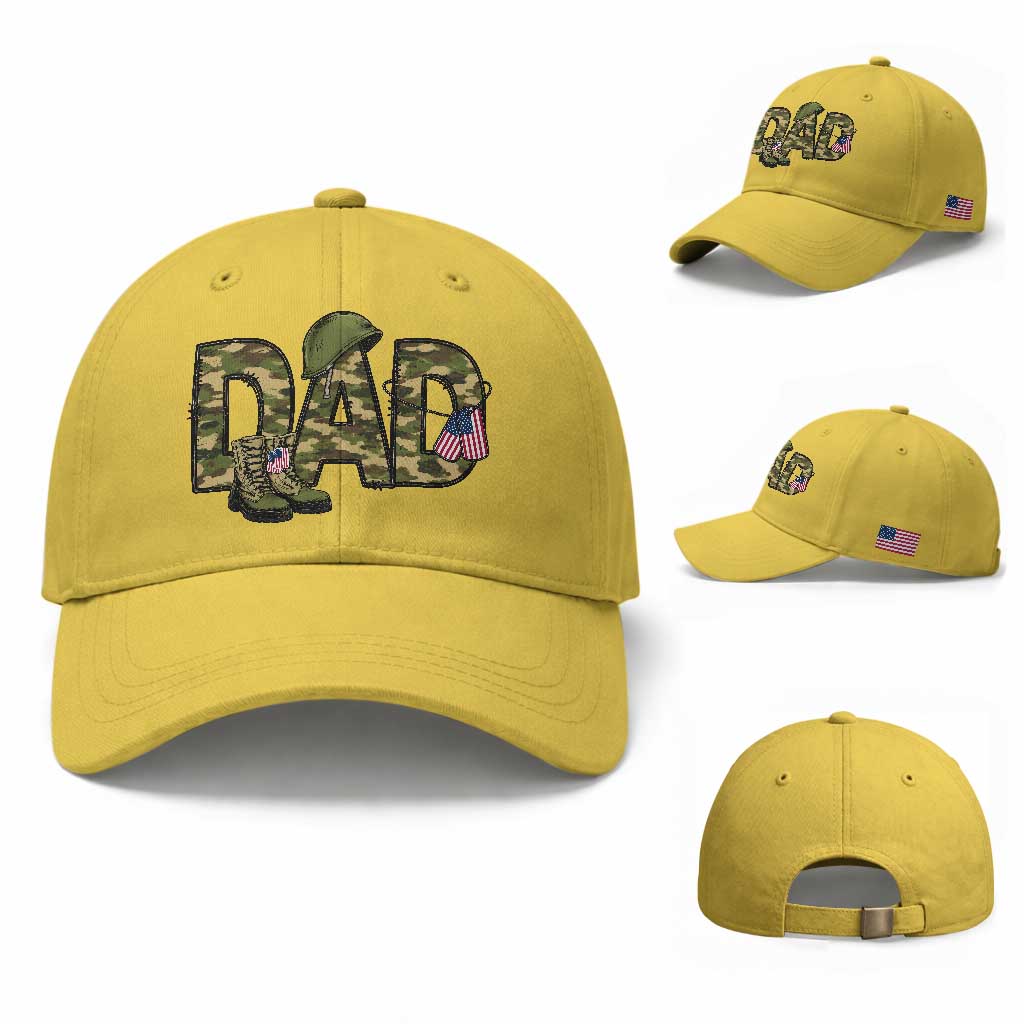 Proud Army Dad USA Flag Camo Baseball Cap Fathers Day Gift TS12 Baseball Cap Universal Fit Yellow Print Your Wear