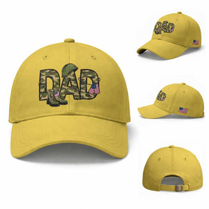 Proud Army Dad USA Flag Camo Baseball Cap Fathers Day Gift TS12 Baseball Cap Universal Fit Yellow Print Your Wear