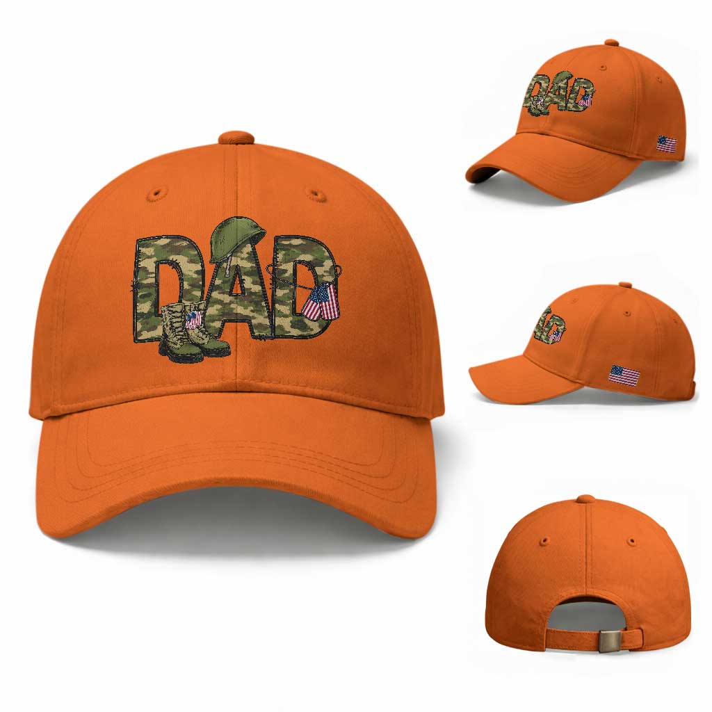 Proud Army Dad USA Flag Camo Baseball Cap Fathers Day Gift TS12 Baseball Cap Universal Fit Orange Print Your Wear