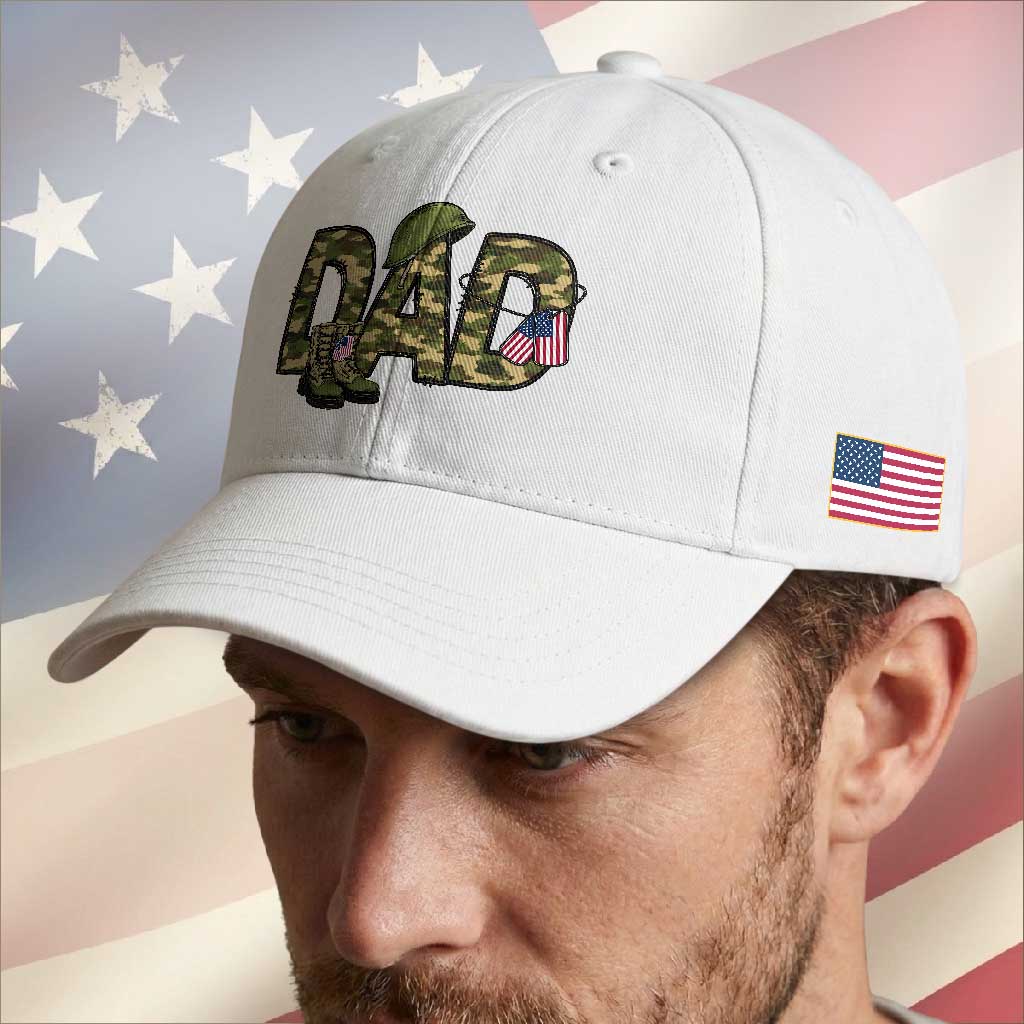Proud Army Dad USA Flag Camo Baseball Cap Fathers Day Gift TS12 Print Your Wear