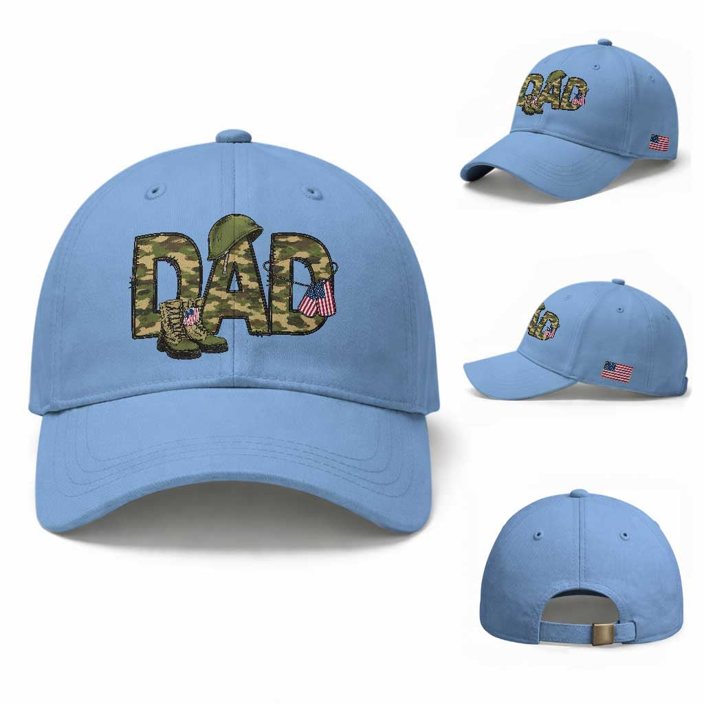 Proud Army Dad USA Flag Camo Baseball Cap Fathers Day Gift TS12 Baseball Cap Universal Fit Light Blue Print Your Wear