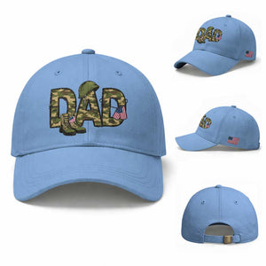 Proud Army Dad USA Flag Camo Baseball Cap Fathers Day Gift TS12 Baseball Cap Universal Fit Light Blue Print Your Wear