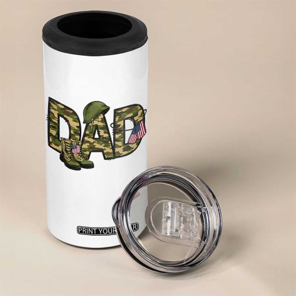 Proud Army Dad USA Flag Camo 4 in 1 Can Cooler Tumbler Fathers Day Gift TS12 Print Your Wear