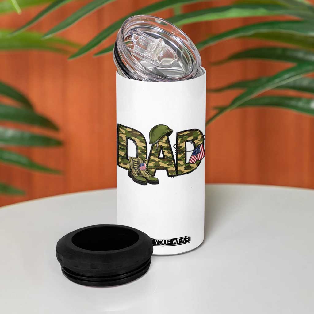 Proud Army Dad USA Flag Camo 4 in 1 Can Cooler Tumbler Fathers Day Gift TS12 Print Your Wear