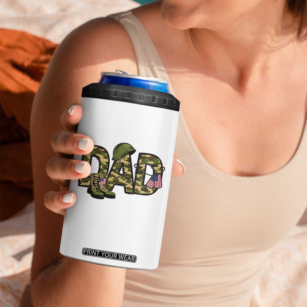 Proud Army Dad USA Flag Camo 4 in 1 Can Cooler Tumbler Fathers Day Gift TS12 Print Your Wear