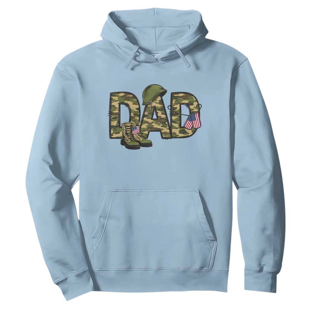 Proud Army Dad USA Flag Camo Hoodie Fathers Day Gift TS12 Light Blue Print Your Wear