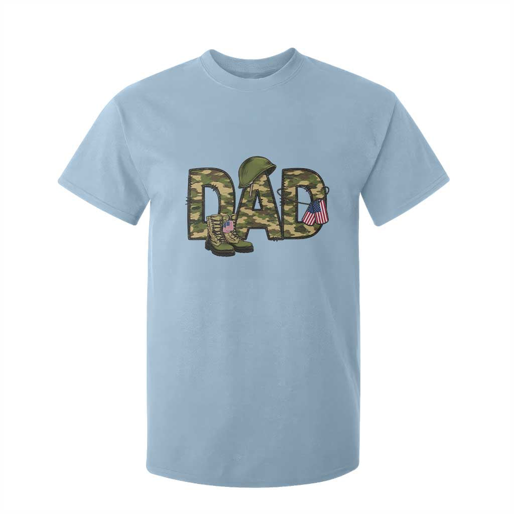 Proud Army Dad USA Flag Camo T Shirt For Kid Fathers Day Gift TS12 Light Blue Print Your Wear