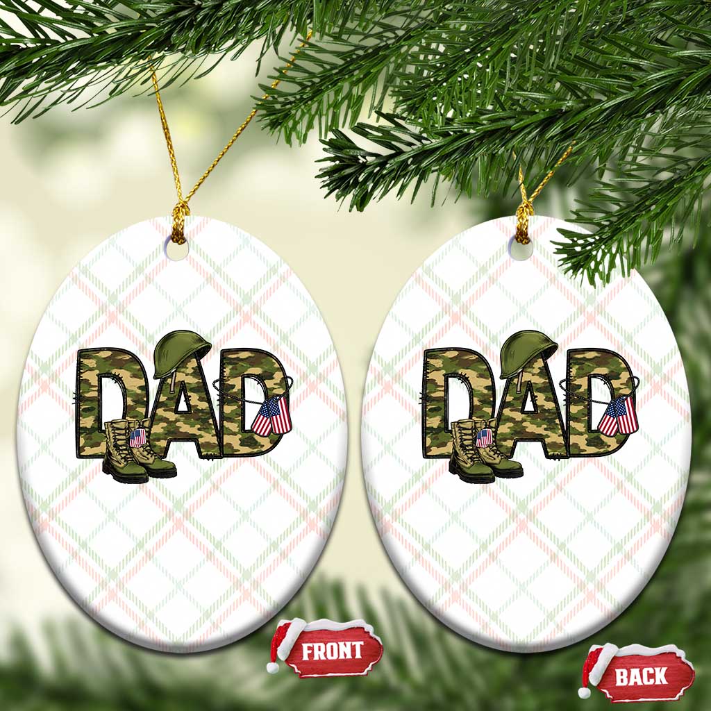 Proud Army Dad USA Flag Camo Ceramic Ornament Fathers Day Gift TS12 Print Your Wear