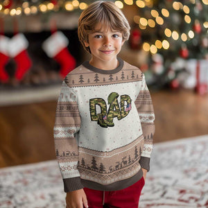 Proud Army Dad USA Flag Camo Ugly Christmas Sweater Fathers Day Gift TS12 Mocha Mousse Print Your Wear