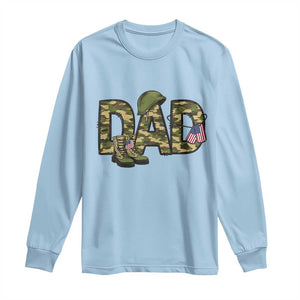 Proud Army Dad USA Flag Camo Long Sleeve Shirt Fathers Day Gift TS12 Light Blue Print Your Wear