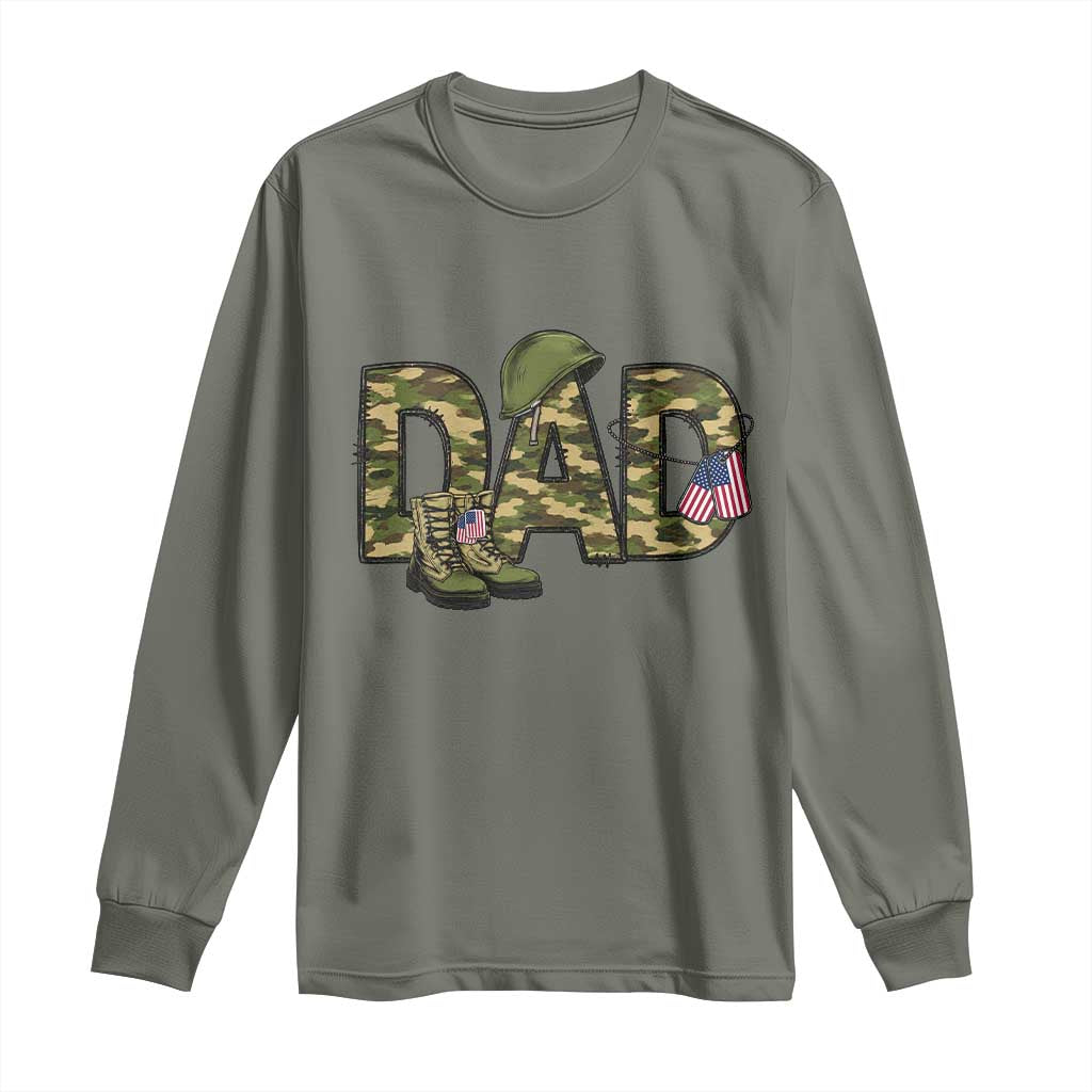 Proud Army Dad USA Flag Camo Long Sleeve Shirt Fathers Day Gift TS12 Military Green Print Your Wear