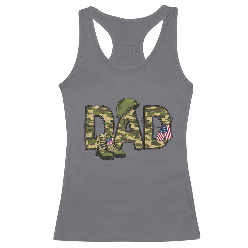 Proud Army Dad USA Flag Camo Racerback Tank Top Fathers Day Gift TS12 Charcoal Print Your Wear