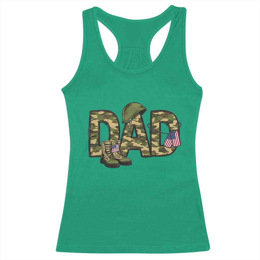 Proud Army Dad USA Flag Camo Racerback Tank Top Fathers Day Gift TS12 Irish Green Print Your Wear