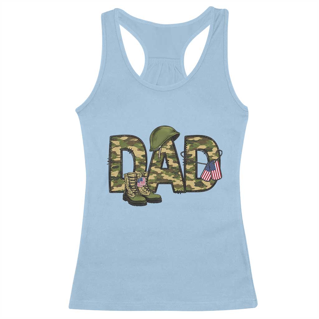 Proud Army Dad USA Flag Camo Racerback Tank Top Fathers Day Gift TS12 Light Blue Print Your Wear