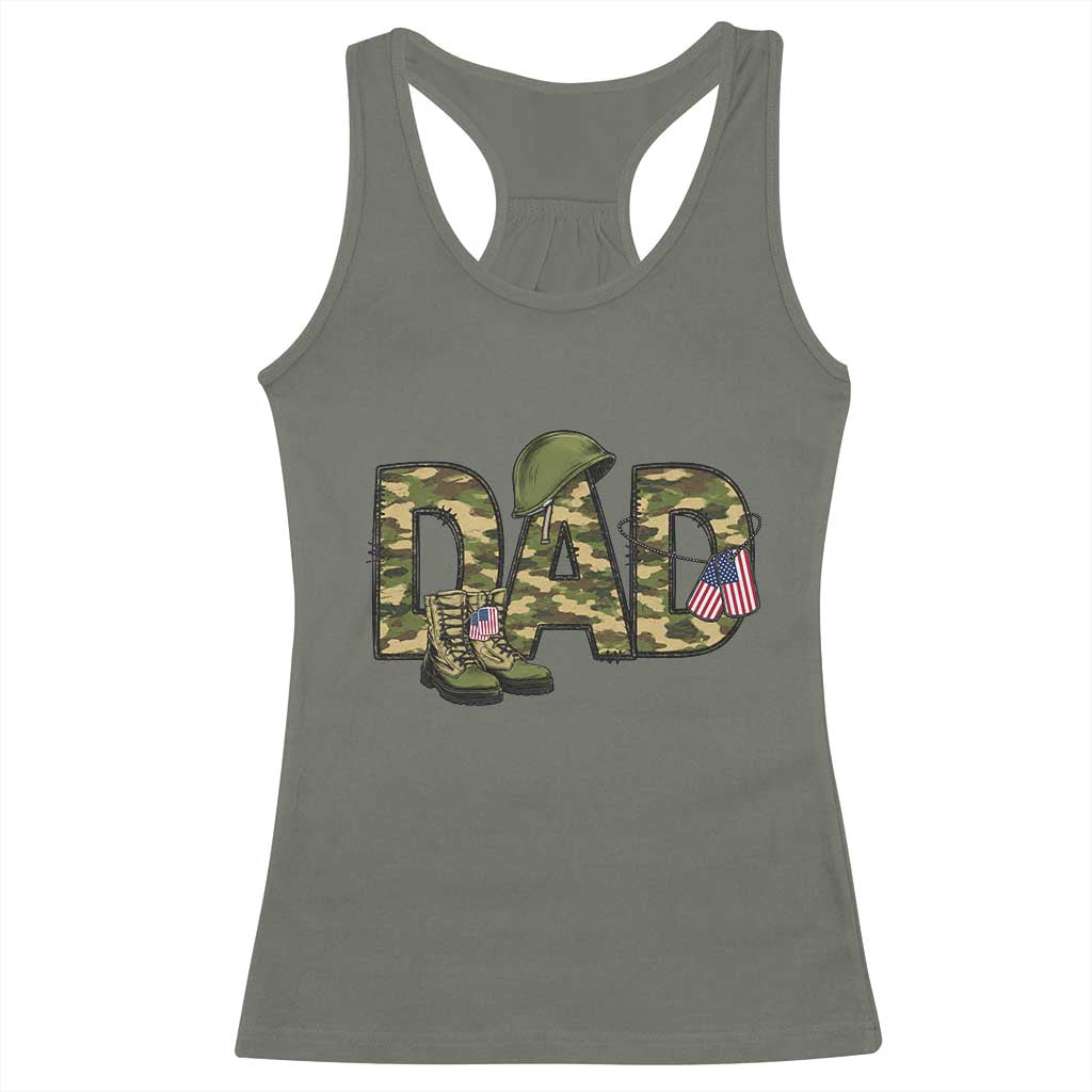 Proud Army Dad USA Flag Camo Racerback Tank Top Fathers Day Gift TS12 Military Green Print Your Wear
