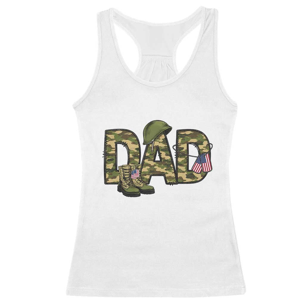 Proud Army Dad USA Flag Camo Racerback Tank Top Fathers Day Gift TS12 White Print Your Wear