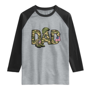 Proud Army Dad USA Flag Camo Raglan Shirt Fathers Day Gift TS12 Heather Gray Black Print Your Wear