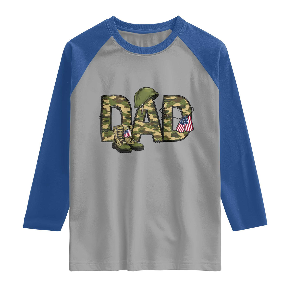 Proud Army Dad USA Flag Camo Raglan Shirt Fathers Day Gift TS12 Sport Gray Royal Print Your Wear