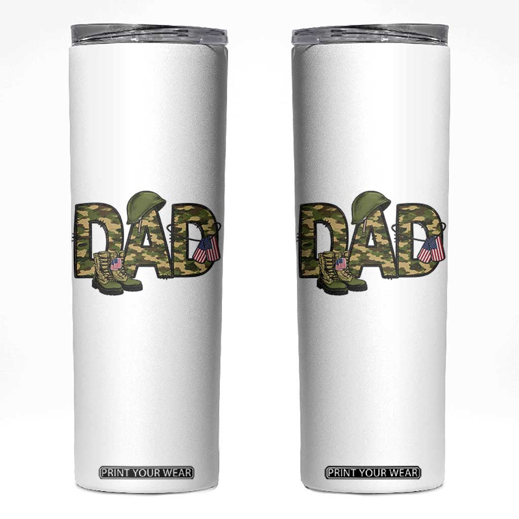 Proud Army Dad USA Flag Camo Skinny Tumbler Fathers Day Gift TS12 White Print Your Wear
