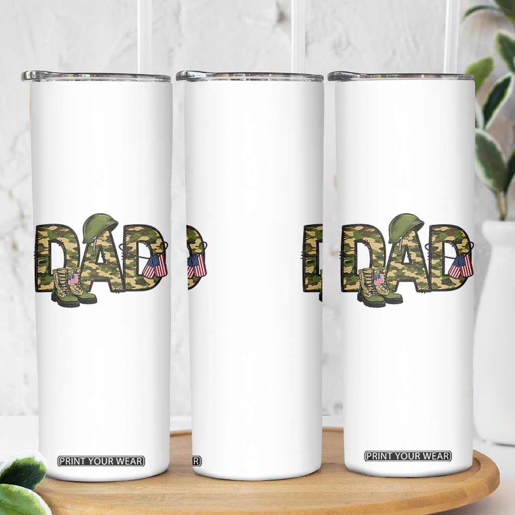 Proud Army Dad USA Flag Camo Skinny Tumbler Fathers Day Gift TS12 Print Your Wear