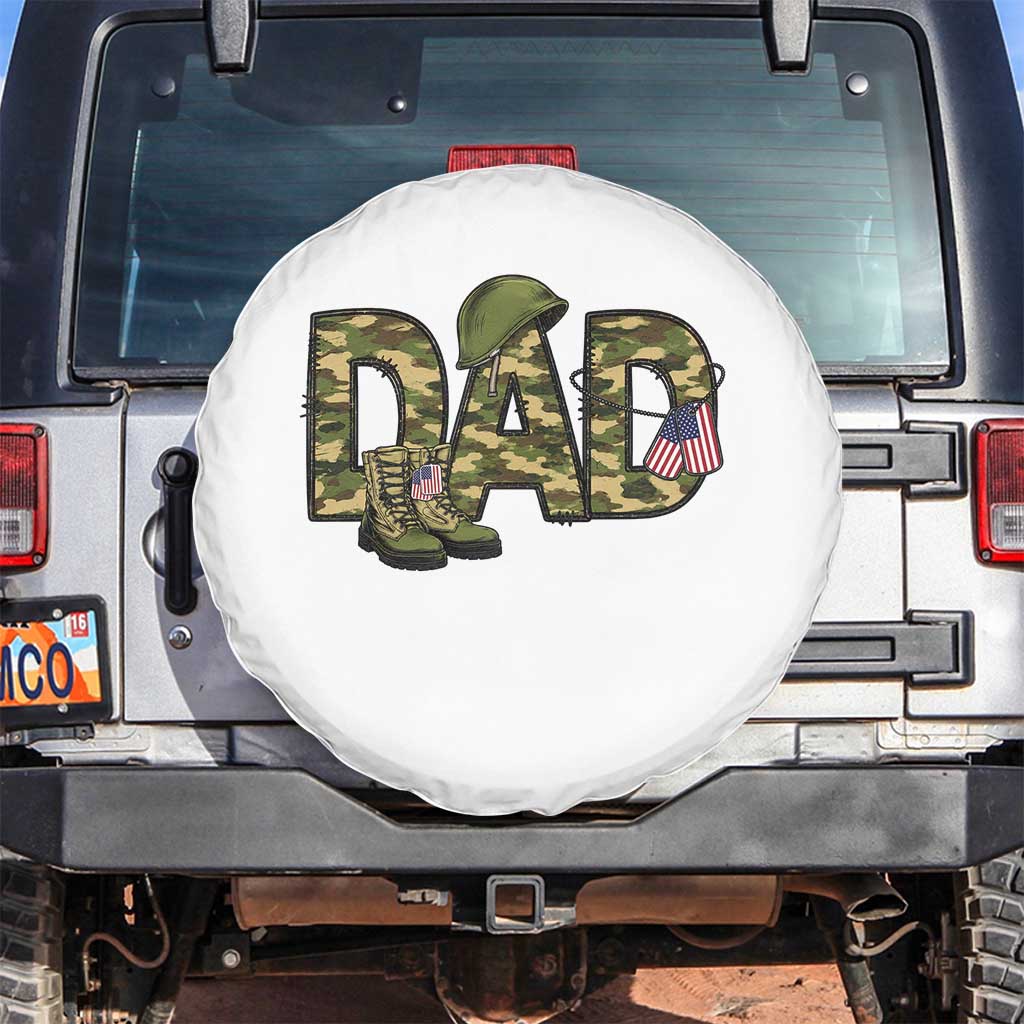 Proud Army Dad USA Flag Camo Spare Tire Cover Fathers Day Gift TS12 No hole White Print Your Wear