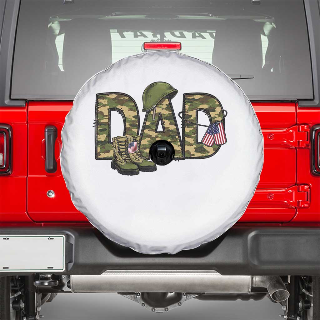 Proud Army Dad USA Flag Camo Spare Tire Cover Fathers Day Gift TS12 White Print Your Wear