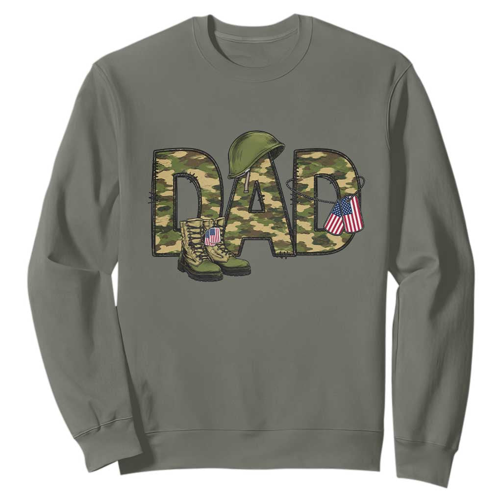 Proud Army Dad USA Flag Camo Sweatshirt Fathers Day Gift TS12 Military Green Print Your Wear