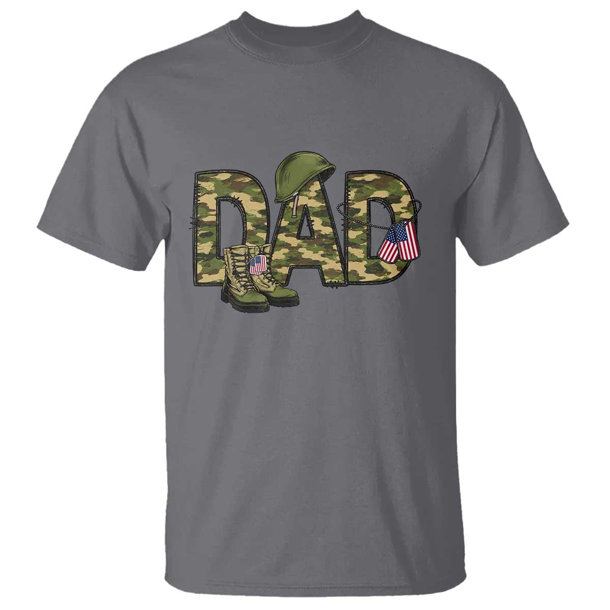 Proud Army Dad USA Flag Camo T Shirt Fathers Day Gift TS12 Charcoal Print Your Wear