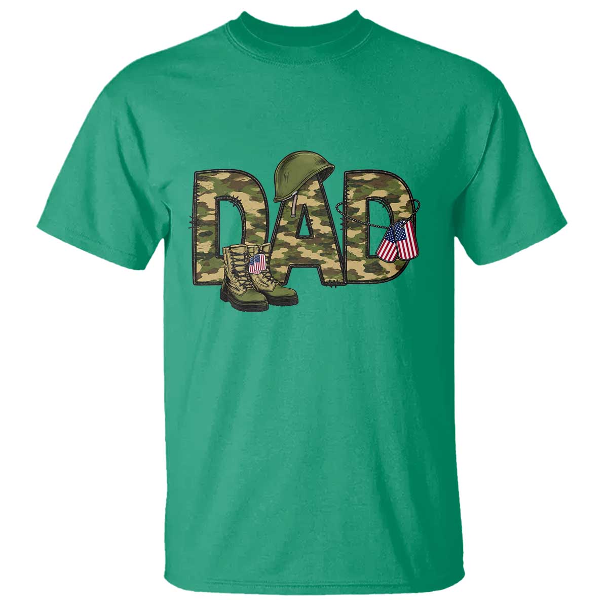 Proud Army Dad USA Flag Camo T Shirt Fathers Day Gift TS12 Irish Green Print Your Wear