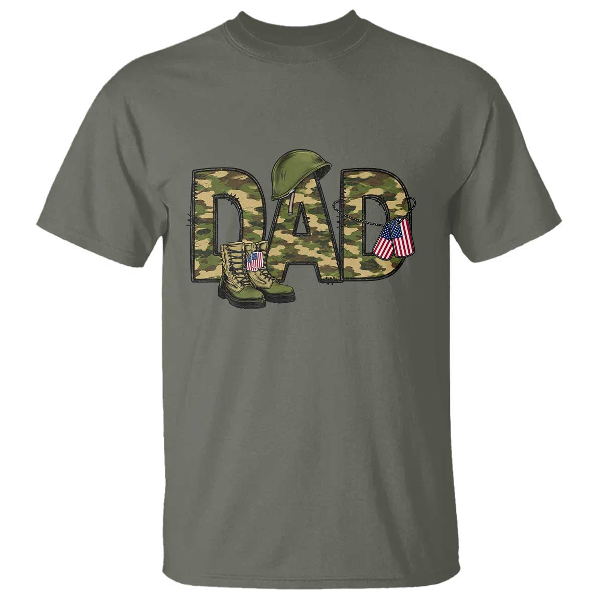 Proud Army Dad USA Flag Camo T Shirt Fathers Day Gift TS12 Military Green Print Your Wear