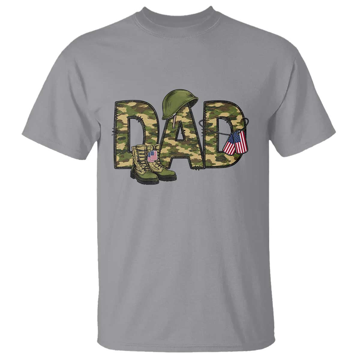 Proud Army Dad USA Flag Camo T Shirt Fathers Day Gift TS12 Sport Gray Print Your Wear