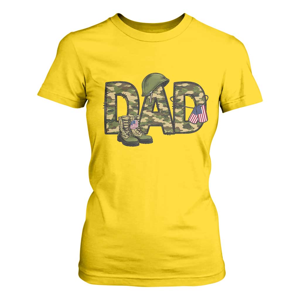 Proud Army Dad USA Flag Camo T Shirt For Women Fathers Day Gift TS12 Daisy Print Your Wear