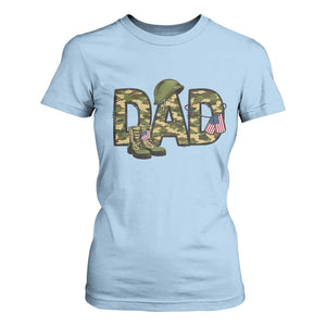 Proud Army Dad USA Flag Camo T Shirt For Women Fathers Day Gift TS12 Light Blue Print Your Wear