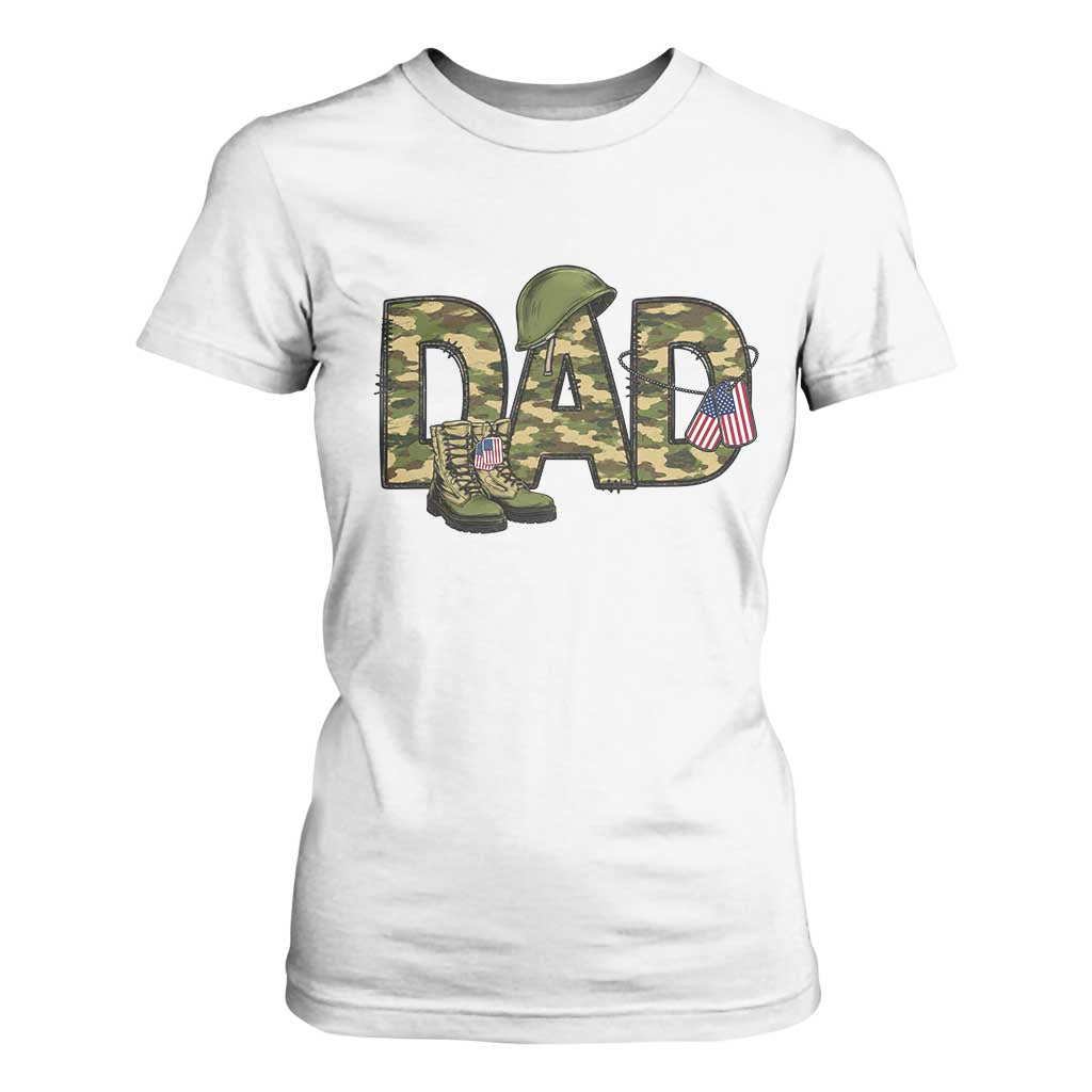 Proud Army Dad USA Flag Camo T Shirt For Women Fathers Day Gift TS12 White Print Your Wear