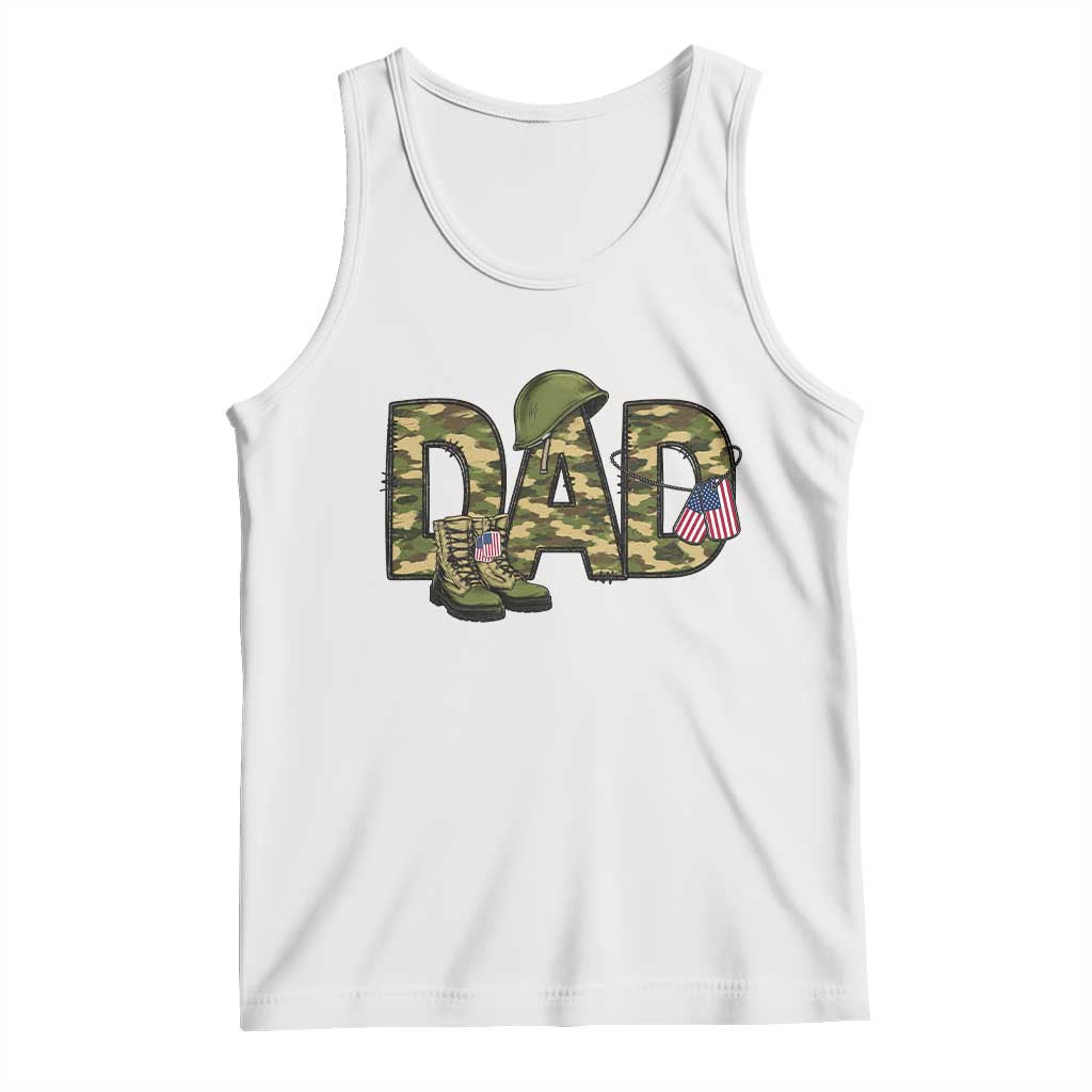 Proud Army Dad USA Flag Camo Tank Top Fathers Day Gift TS12 White Print Your Wear