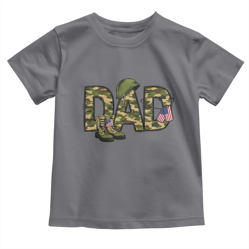 Proud Army Dad USA Flag Camo Toddler T Shirt Fathers Day Gift TS12 Charcoal Print Your Wear